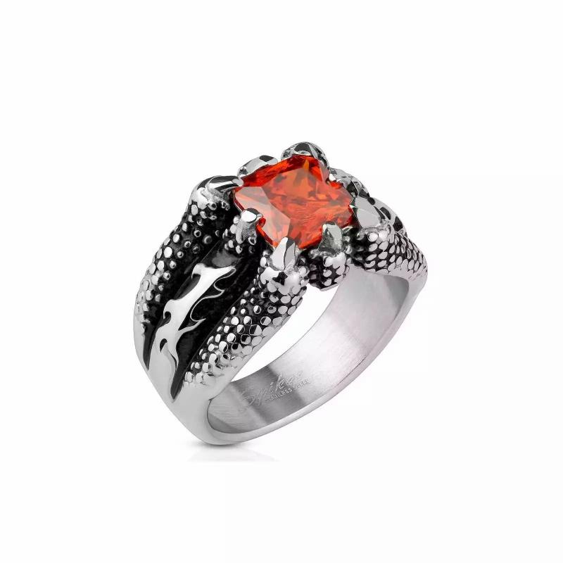 Rings / Wedding rings | Ring Ring Steel Steel Steel Dragon and Red Stone Biker Dragon and Stone Mens Jewelry Mens