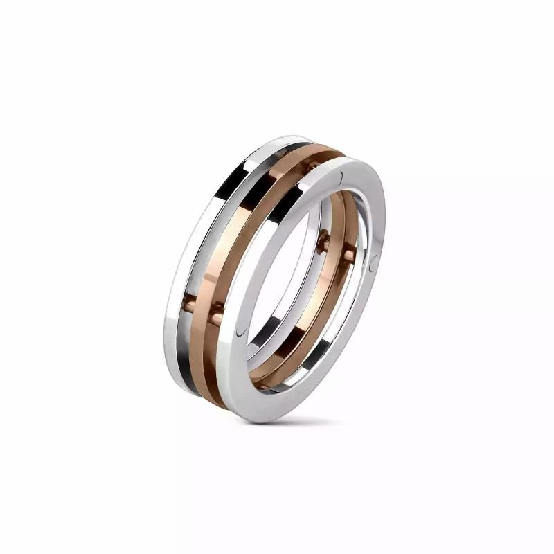 Rings / Wedding rings | Ring trio rings men steel coffee color mechanical design Mens Jewelry Mens