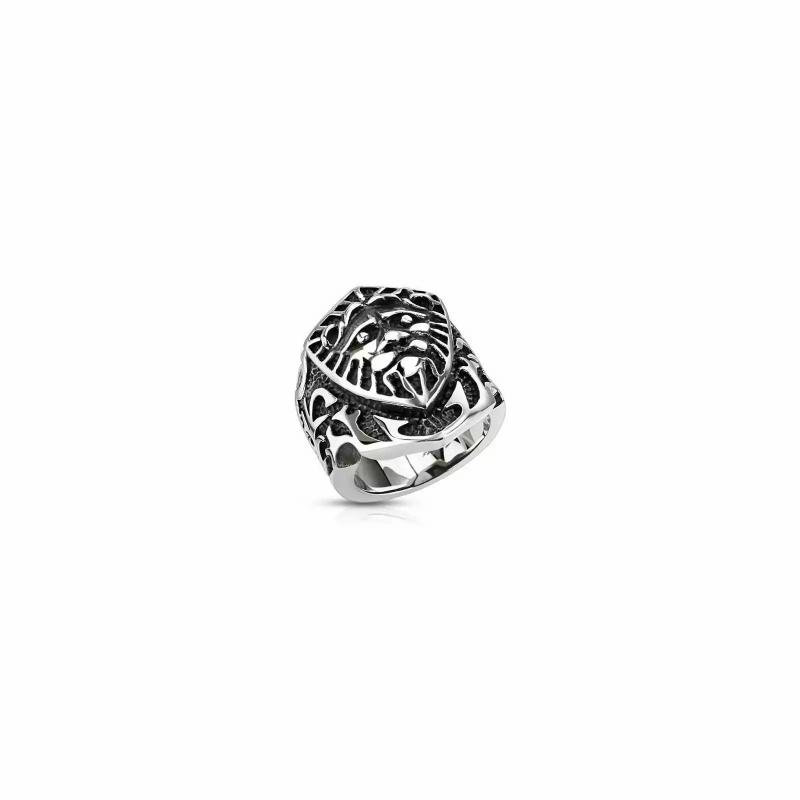 Rings / Wedding rings | Signet ring for men stainless steel shield lion biker Mens Jewelry Mens