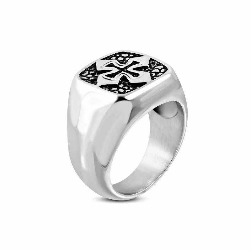 Rings / Wedding rings | Signet ring for men steel square arrow cross biker biker Mens Jewelry Mens