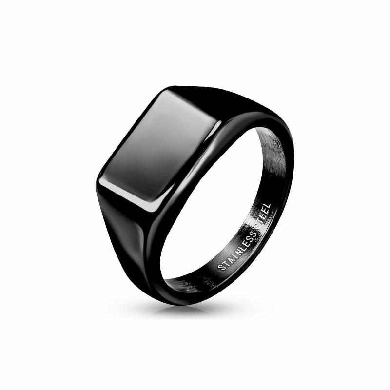 Rings / Wedding rings | Signet ring for women and men in black steel 9mm to personalize Mens Jewelry Mens