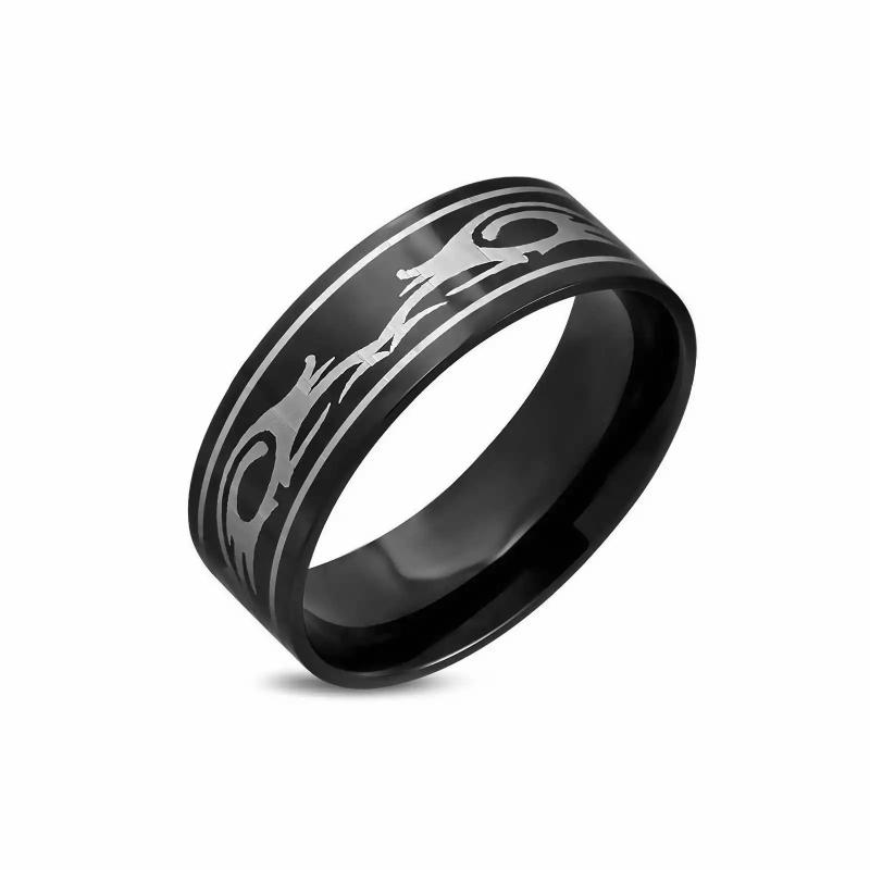 Rings / Wedding rings | Tribal dragon black plated stainless steel ring for men Mens Jewelry Mens