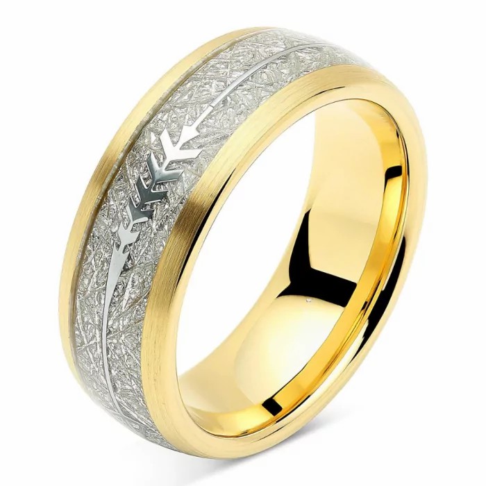 Rings / Wedding rings | Wedding ring men’s alliance gilded steel fine gold meteorite arrow of Ull viking Mens Jewelry Mens