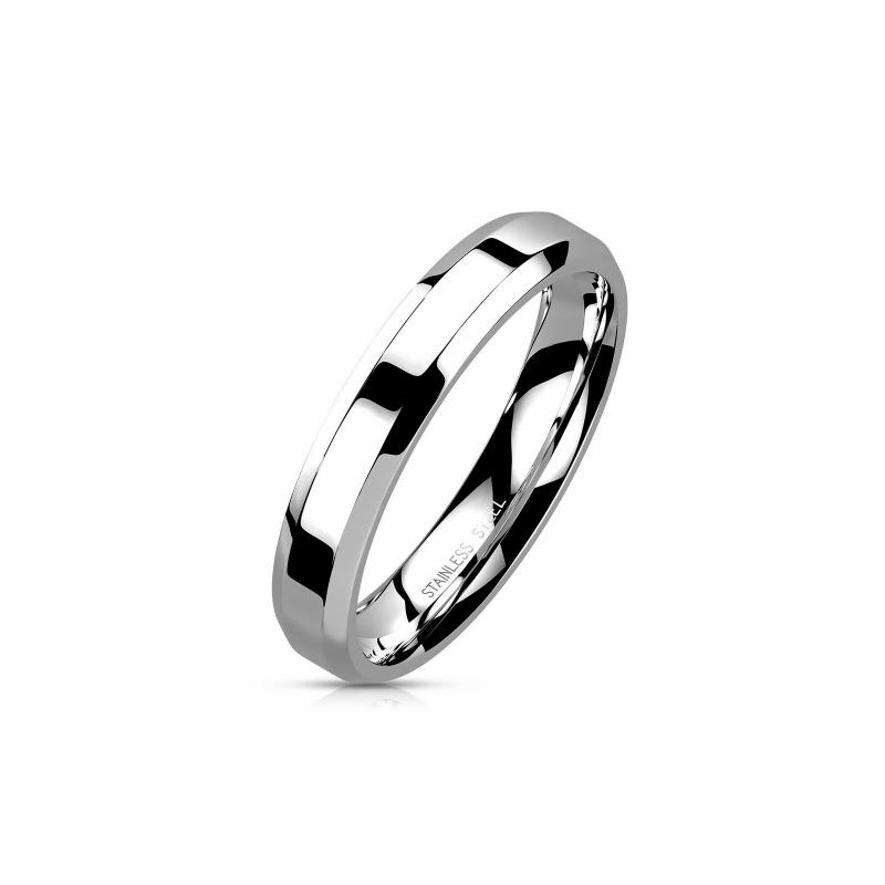 Rings / Wedding rings | Wedding ring wedding ring woman man steel edges beveled 4mm Mens Jewelry Mens