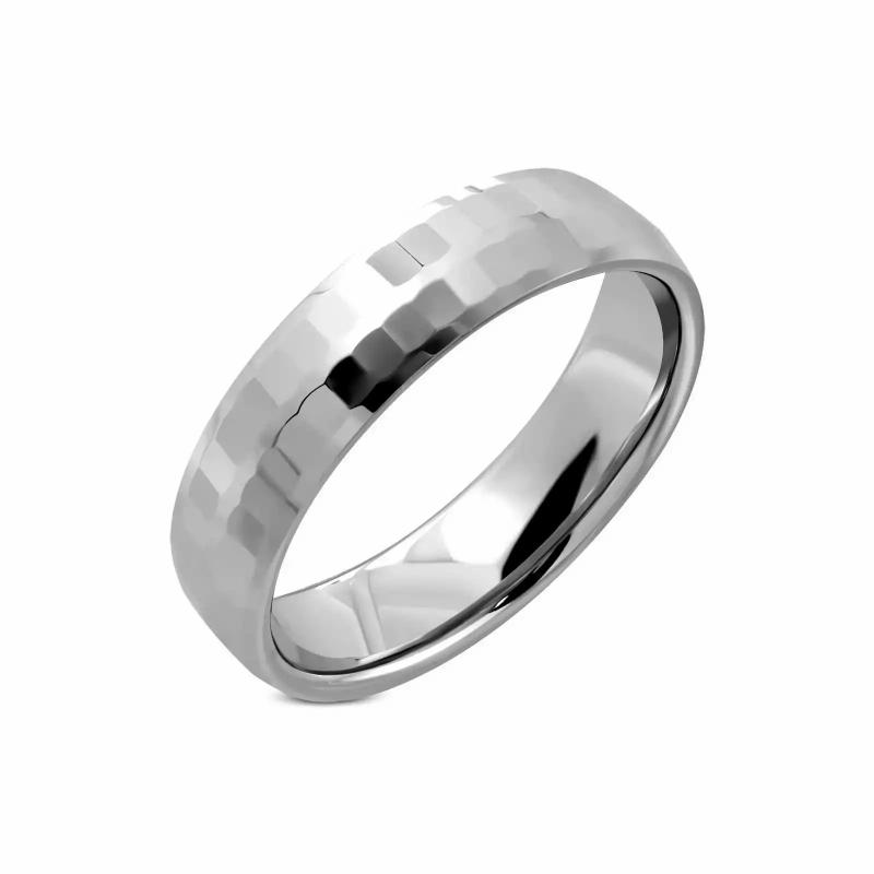 Rings / Wedding rings | Women’s men’s ring in tungsten faceted rectangle 6mm Mens Jewelry Mens