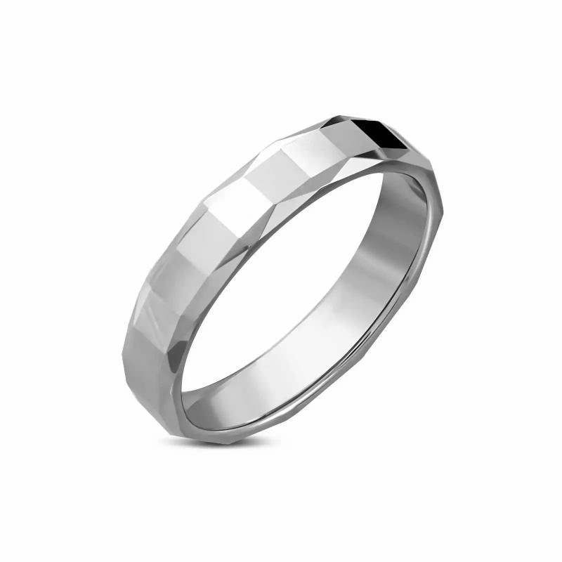 Rings / Wedding rings | Women’s wedding ring tungsten faceted carved diamond 4mm Mens Jewelry Mens