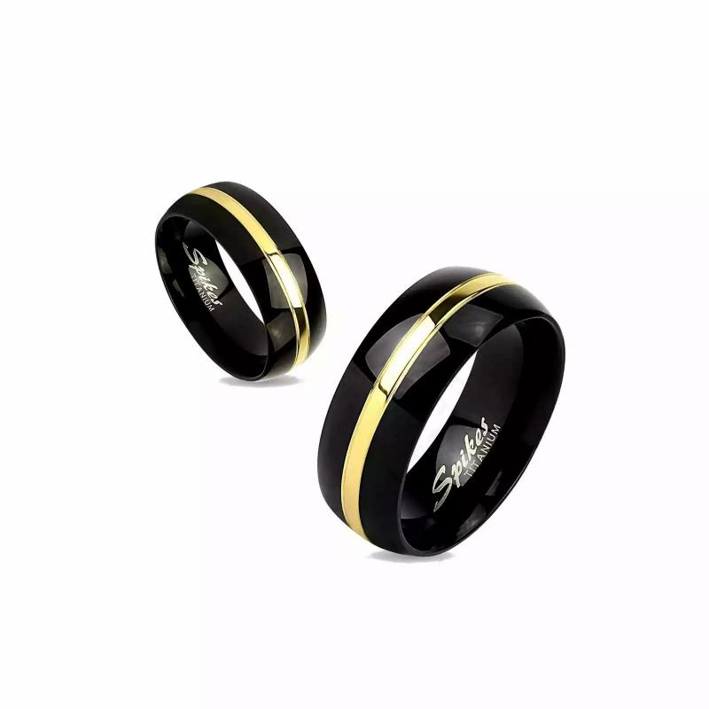 Rings/Alliances | Engagement ring for men and women, two-tone black titanium, gold band Mens Jewelry Mens