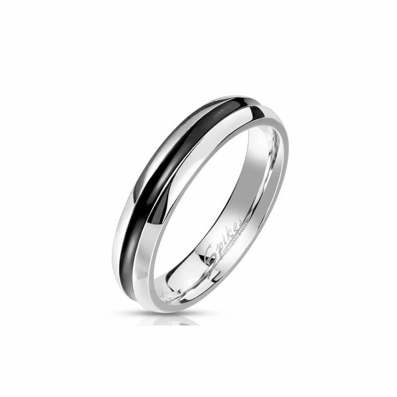 Rings/Alliances | Engagement ring for women and men with central black groove 4mm Mens Jewelry Mens