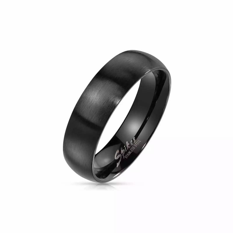 Rings/Alliances | Engagement ring for women, men, brushed black steel, 6mm Mens Jewelry Mens