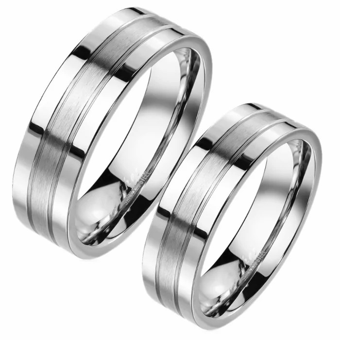 Rings/Alliances | Ring engagement ring man woman steel two grooves Mens Jewelry Mens