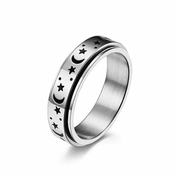 Rings/Alliances | Ring ring child girl woman steel rotating anti-stress moon star Mens Jewelry Mens