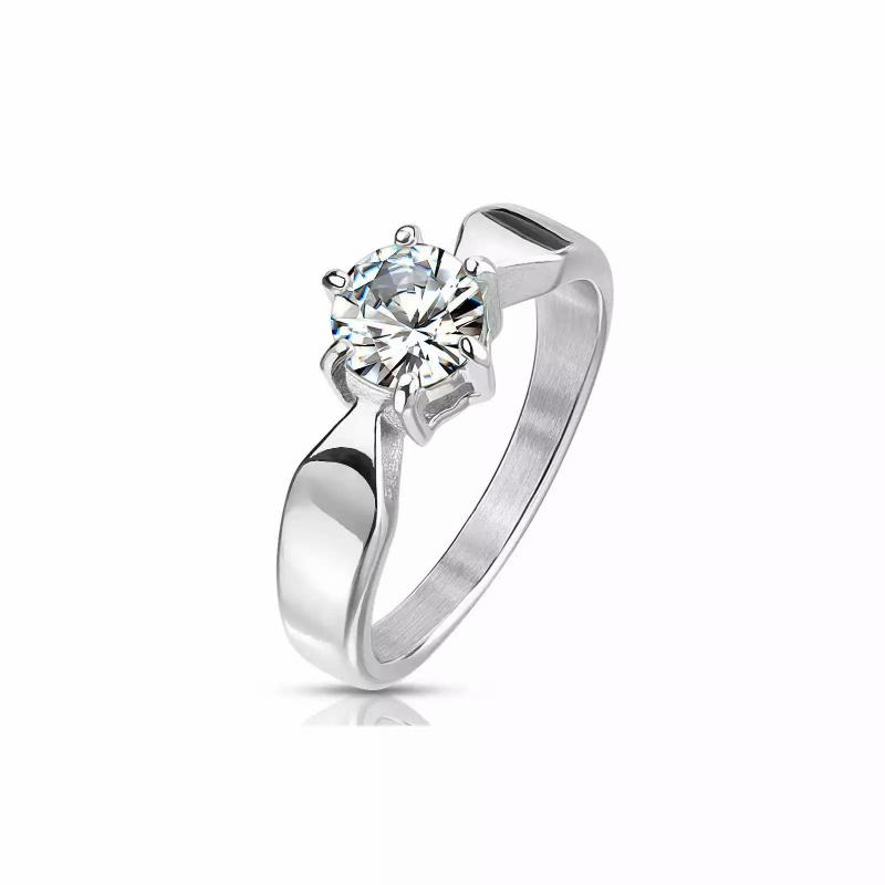 Rings/Alliances | Solitaire steel women’s engagement ring set with zircon stone Mens Jewelry Mens