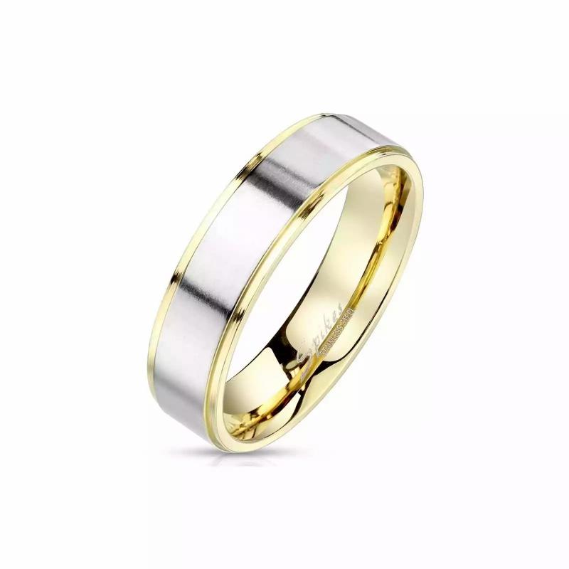 Rings / Wedding rings | Men’s gold-plated ring with satin-effect brushed steel band Mens Jewelry Mens