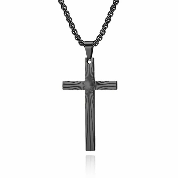 Chains / Necklaces | Necklace Pendant Light Cross Sun Ray Male Black Steel Chain Inclusive Chains / Necklaces Chains / Necklaces