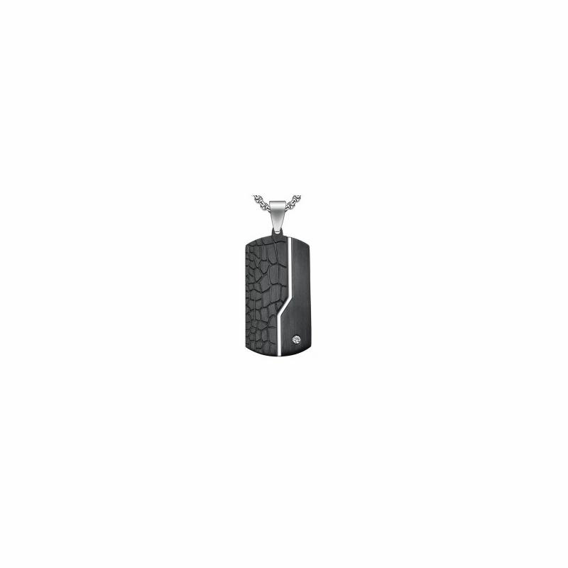 Pendants | Men’s rectangular military plate pendant in black steel with cracked surface Chains / Necklaces Chains / Necklaces