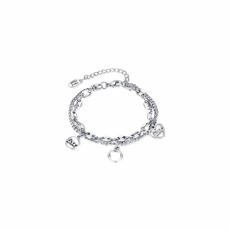 Bracelets/Anklets | Women’s double chain bracelet with coffee bean links and stainless steel charms Bracelets/Anklets Bracelets/Anklets