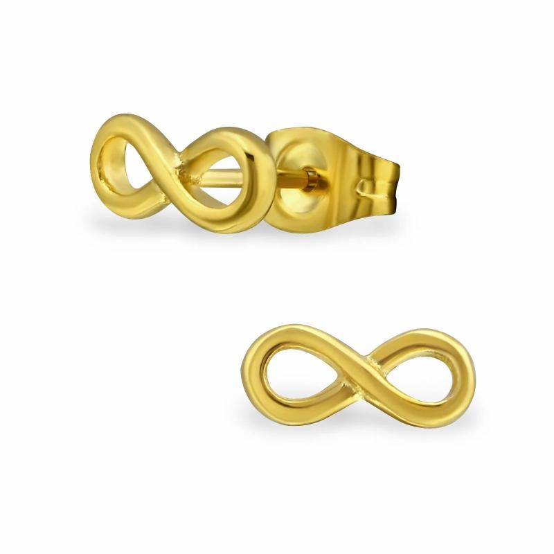 Earrings | Pair of earrings for women, gold-colored steel, infinity sign Earrings Earrings