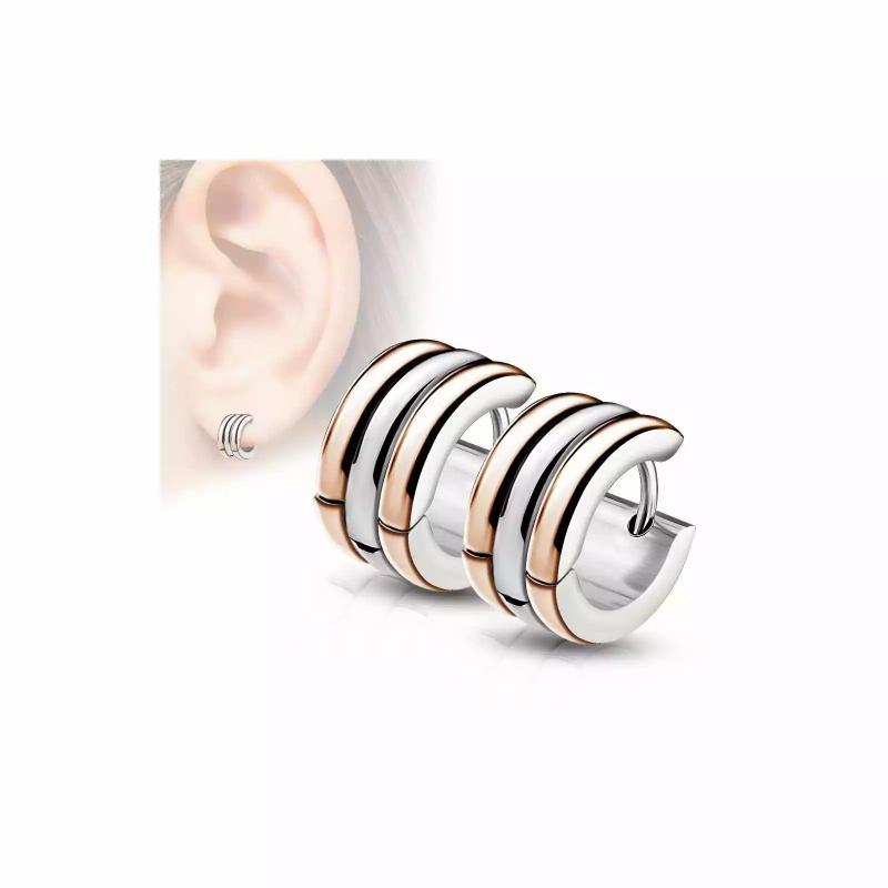 Earrings | Pair of earrings for women, men, steel and copper plated, chic creole Earrings Earrings